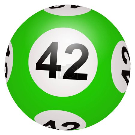 3D Lotto ball number 42 on a white background