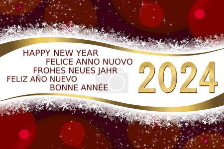 Photo for Greeting card with text happy new year 2024 in different languages - Royalty Free Image