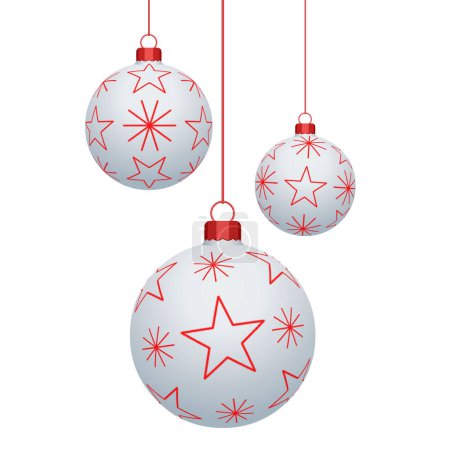 Photo for Banner with white and red Christmas balls - Royalty Free Image