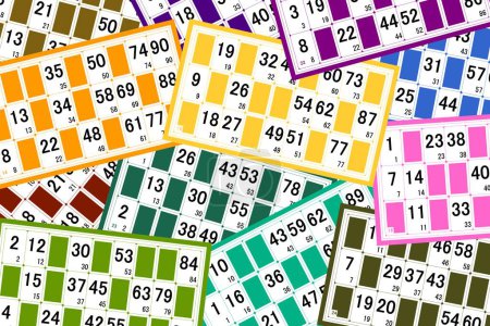 Foto de Montón de cartas de lotería arregladas mezcladas - Imagen libre de derechos
