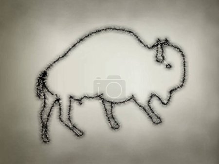 Bison silhouette on a marbled background