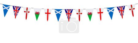 Guirnalda con varios banderines del Reino Unido