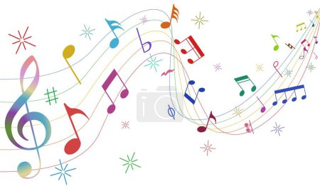 Ilustración de Símbolos multicolores y notas musicales - Imagen libre de derechos