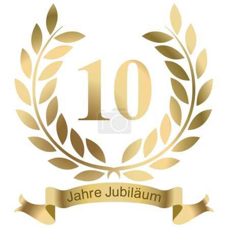 Ilustración de Laureles en vector para los 10 años de jubileo con texto en alemán - Imagen libre de derechos