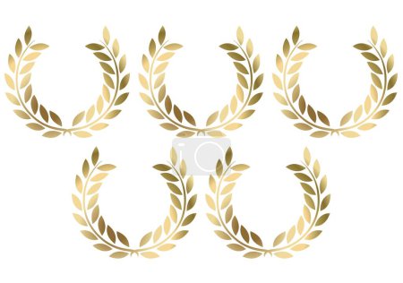 Cinco coronas de laurel sobre fondo blanco