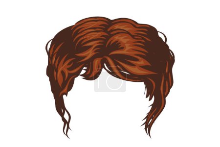 Photo for Trendy stylish woman hairs brown colour.beauty style on white background - illustration design - Royalty Free Image