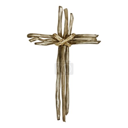Foto de Cruz de acuarela, símbolo religioso de Pascua para el diseño de las fiestas de la iglesia - Imagen libre de derechos
