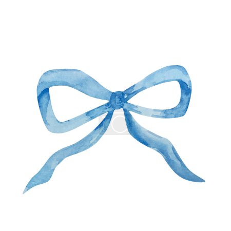 Photo for Watercolor blue bow ribbon for design and print - Royalty Free Image