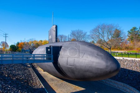 Téléchargez les photos : USS Albacore AGSS-569 est un sous-marin construit en 1953 pour l'US Navy, maintenant il est situé au Albacore Park au 600 Market Street à Portsmouth, New Hampshire NH, États-Unis. - en image libre de droit