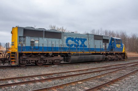 Téléchargez les photos : CSX EMD SD70 Diesel Locomotive # 4539 at Massena CSX train station in town of Massena, New York State NY, USA. - en image libre de droit