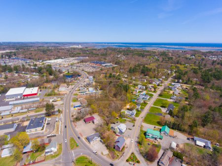 Photo for Seabrook historic center aerial view at Main Street and Lafayette Road in town of Seabrook, New Hampshire NH, USA. - Royalty Free Image
