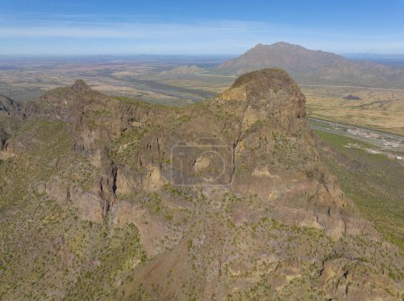 Photo for Picacho Peak aerial view in Picacho Peak State Park in Pinal County in Arizona AZ, USA. - Royalty Free Image