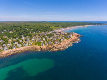 Photo for Good Harbor Beach and Long Beach aerial view in summer in Gloucester, Cape Ann, Massachusetts MA, USA. - Royalty Free Image