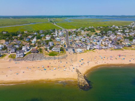 Vista aérea de Newbury Beach en verano en Plum Island en la ciudad de Newbury, Massachusetts MA, EE.UU.. 