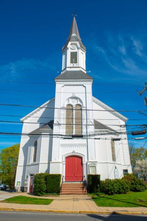 Foto de Market Street Baptist Church en 37 Market Street en el centro histórico de Amesbury, Massachusetts MA, EE.UU.. - Imagen libre de derechos