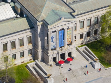 Photo for Museum of Fine Arts main entrance aerial view at 465 Huntington Avenue in Fenway district, Boston, Massachusetts MA, USA. - Royalty Free Image