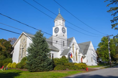Memorial Congregational Church at King Philip Historic District in town of Sudbury, Massachusetts MA, USA. 