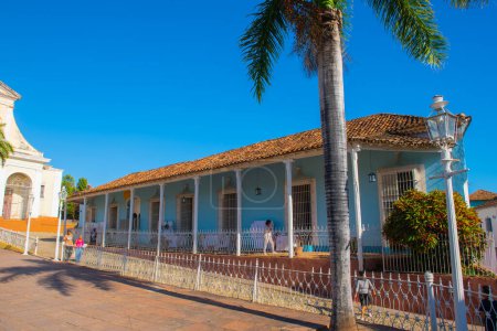 Téléchargez les photos : Casa de las Sanchez Iznaga à Plaza Mayor dans le centre historique de Trinidad, Cuba. Maintenant c'est Museo de Arquitectura Colonial. Trinidad Centre est un site du patrimoine mondial. - en image libre de droit