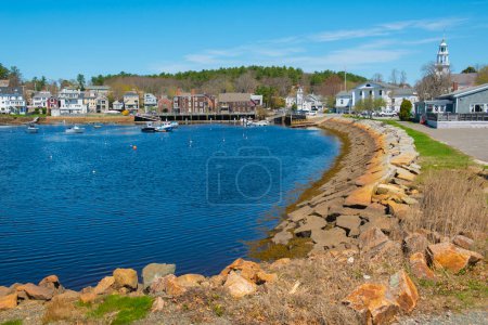 Manchester Harbor in spring near historic town center of Manchester-by-the-Sea, Cape Ann, Massachusetts MA, USA. 