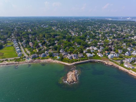 Preston Beach aerial view in summer between town of Marblehead and Swampscott in Massachusetts MA, USA. 