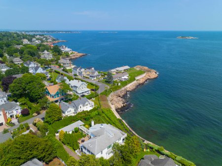 Preston Beach vue aérienne en été entre la ville de Marblehead et Swampscott dans le Massachusetts MA, USA. 