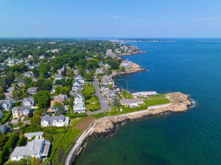 Preston Beach aerial view in summer between town of Marblehead and Swampscott in Massachusetts MA, USA. 