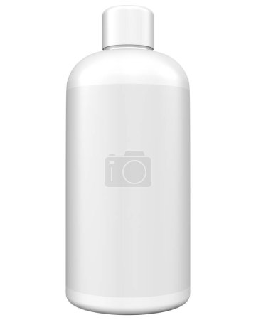 3d rendering of blank white plastic bottle with black and white background 