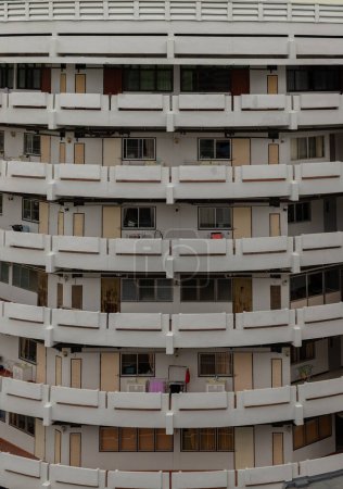 Photo for Bangkok, Thailand - 16 Jul 2023 - Architectural of the round shaped dormitory building within university grounds. Student Residence, Accomodation Living, Selective focus. - Royalty Free Image