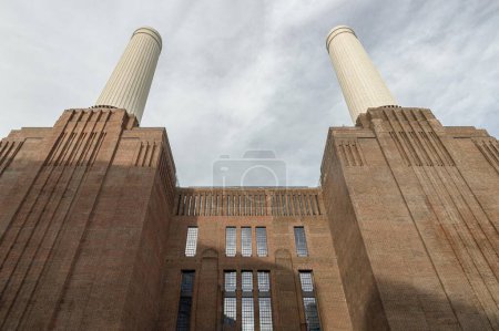 Photo for London, UK - Oct 13, 2023 - New Battersea Power Station operating as a shopping mall and leisure destination. The iconic London landmark building, Space for text, Selective focus. - Royalty Free Image