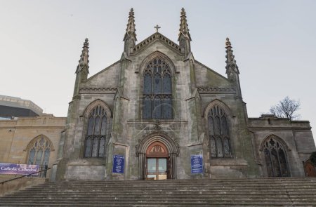 Photo for Edinburgh, Scotland - Jan 18, 2024 - Facade of St Mary Catholic Cathedral in Edinburgh. Space for text, Selective focus. - Royalty Free Image