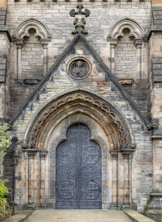 Photo for Edinburgh, Scotland - Jan 16, 2024 - Exterior Architecture of St Mary's Episcopal Cathedral or the Cathedral Church of Saint Mary the Virgin. is a cathedral of the Scottish Episcopal Church in Edinburgh, Space for text, Selective focus. - Royalty Free Image