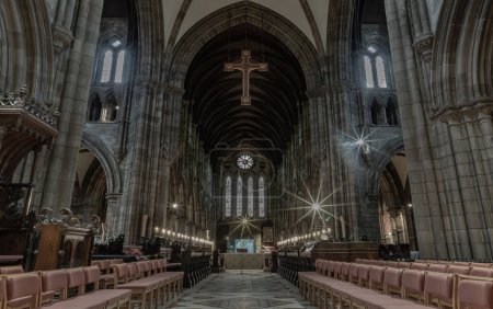 Photo for Edinburgh, Scotland - Jan 16, 2024 - Interior view of St Mary's Episcopal Cathedral or the Cathedral Church of Saint Mary the Virgin. is a cathedral of the Scottish Episcopal Church in Edinburgh, Space for text, Selective focus. - Royalty Free Image