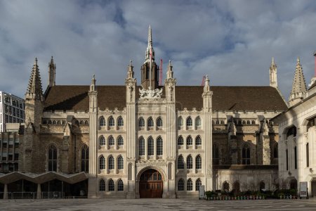 Photo for London, UK - Feb 27, 2024 - Guildhall complex with Guildhall and Guildhall Art Gallery in the City of London. London's town hall since the 12th century, Space for text, Selective focus. - Royalty Free Image