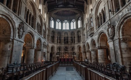 Photo for London, UK - Feb 27, 2024 - Interior view of The Church of St Bartholomew the Great in the City of London. Facing east, Space for text, Selective focus. - Royalty Free Image
