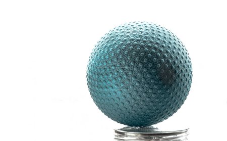 Photo for Lacrosse massage ball isolated on white background with space for text. Blue spherical ball, Rubber lacrosse ball, Selective focus. - Royalty Free Image