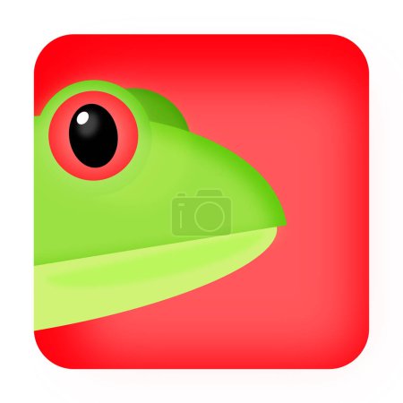 Icon with a green frog on a red background