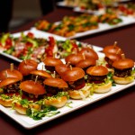 Small burgers at the buffet or event catering