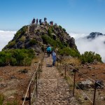 Madeira, Portugal - 25.09.2022: People om the highest peak of Madeira island - Pico Ruivo