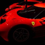 Maranello, Italy - April 01, 2023: Side view of Ferrari red sport car