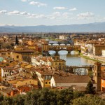 Vecchio Bridge and Arno River, ancient cityscape of Florence Italy
