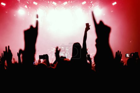 Audience with raised hands on a dance floor at a music festival Stickers 657470678