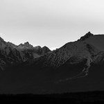 Snow covered mountains peaks, Black and white
