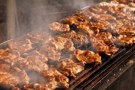 Photo for Chicken steaks grilled at a summer picnic - Royalty Free Image
