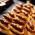 Set of hot dogs with sausages and mayonnaise