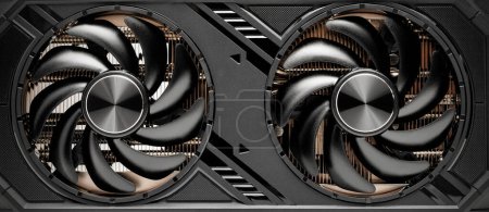 Fans of a powerful gpu video card close-up