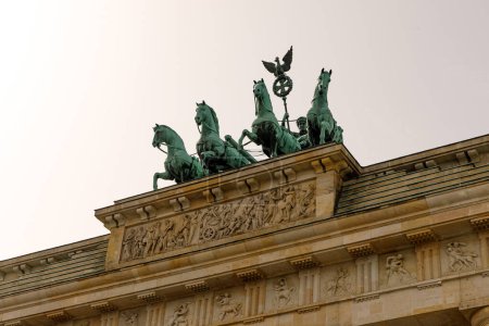 The Quadriga at the top of the Brandenburg Gate in Berlin.
