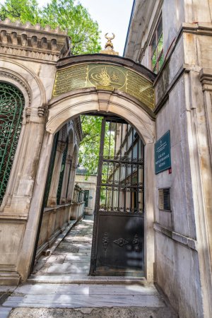 Entrance of the Galata Mevlevihanesi Muzesi, a former dervish lodge in Istiklal street, Istanbul, Turkey, built in the 15th century and is now a museum