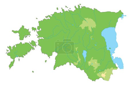 Ilustración de Mapa físico de Estonia altamente detallado. - Imagen libre de derechos