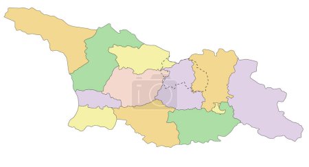 Téléchargez les illustrations : Géorgie - Carte politique modifiable très détaillée. - en licence libre de droit