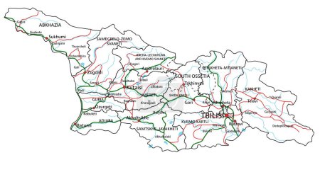 Ilustración de Georgia road and highway map. Ilustración vectorial. - Imagen libre de derechos